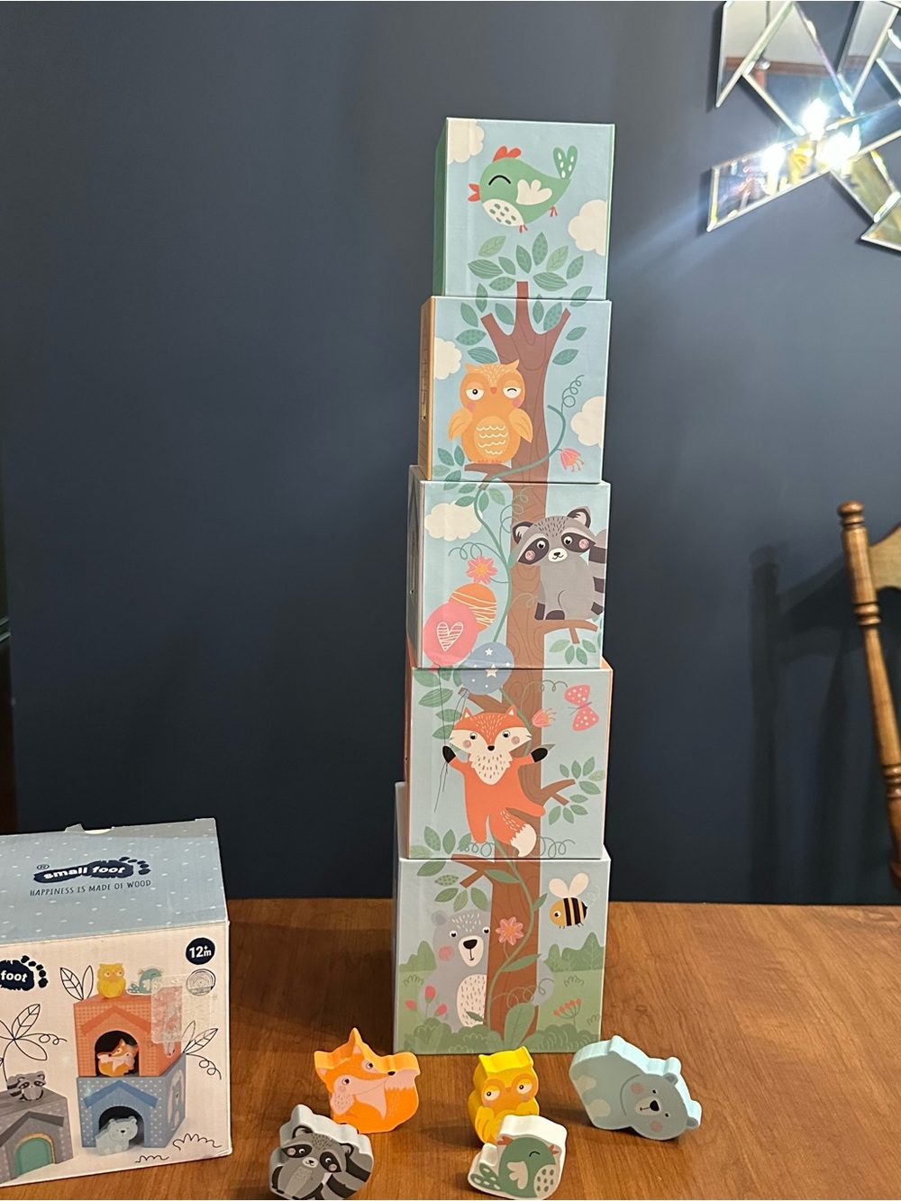 Small Foot Pastel Woodland Animals Stacking Tower